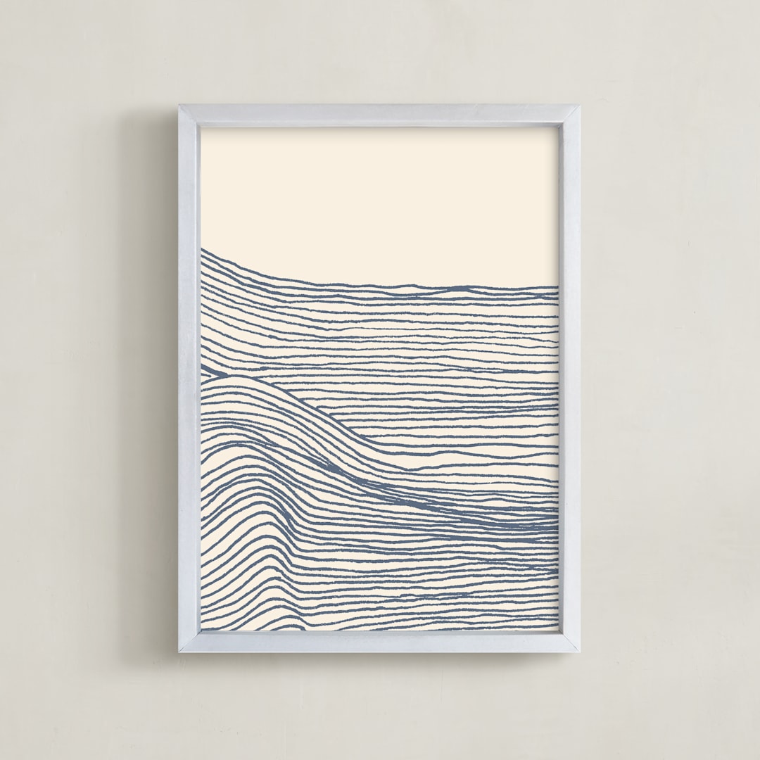 "Rolling Waves II" - Art Print in Deep Ocean by Jayne Alfieri - Framed