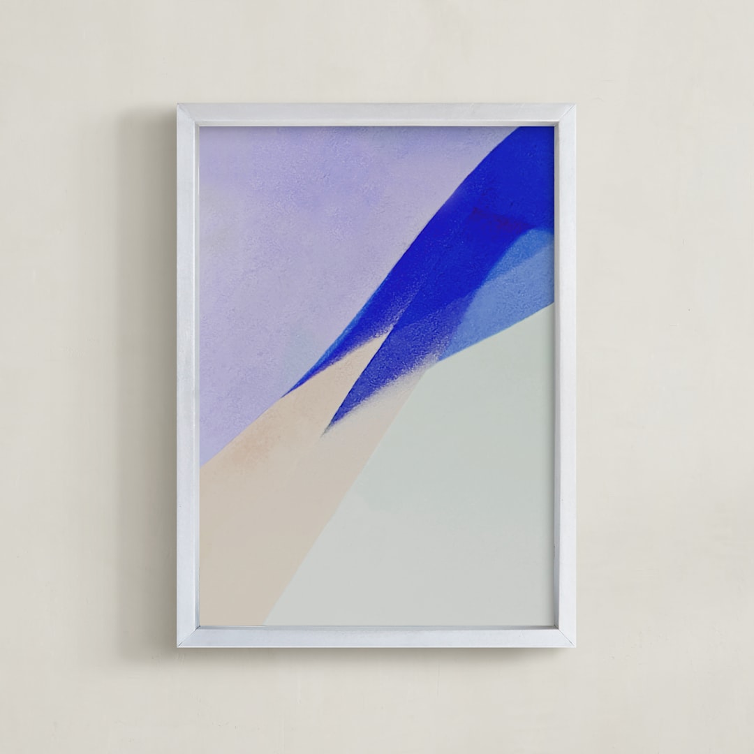 "Pastel Blues" - Art Print in Egyptian Blue by Baumbirdy - Framed