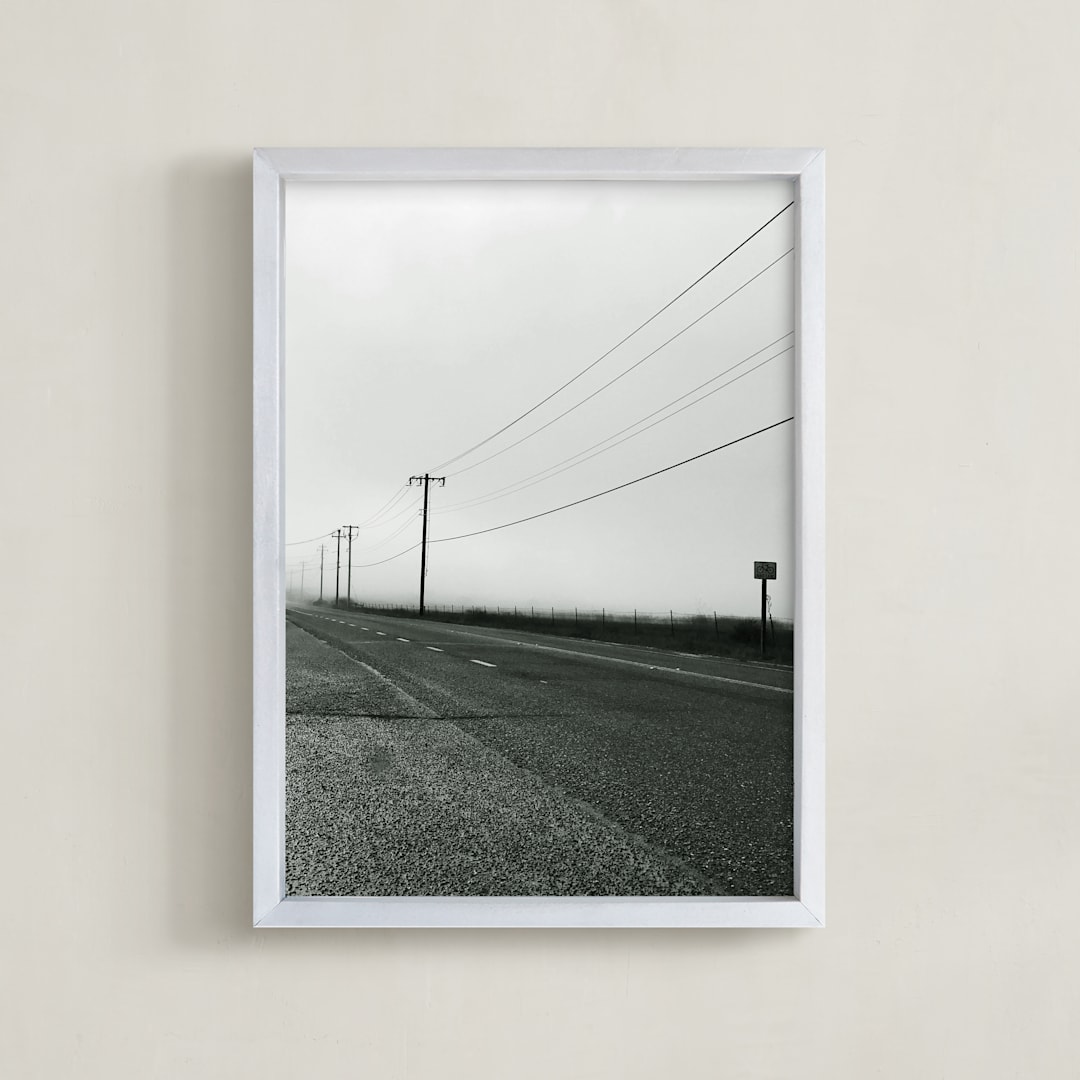 "Road Into The Fog" - Art Print in Iron by PHEP Design Studio - Framed