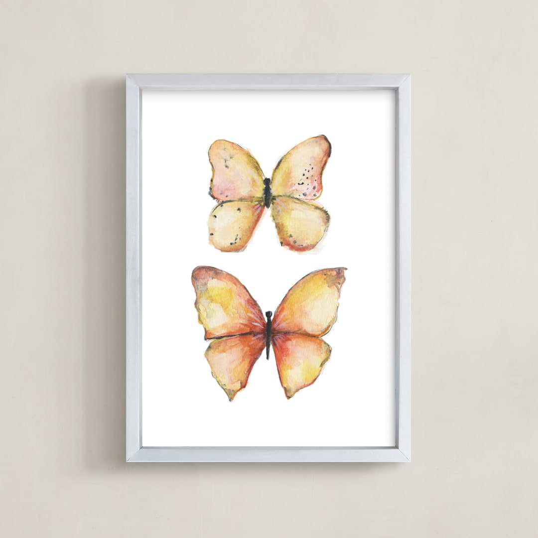 "Rhopalocera One" - Art Print in Orange by Erin Deegan - Framed