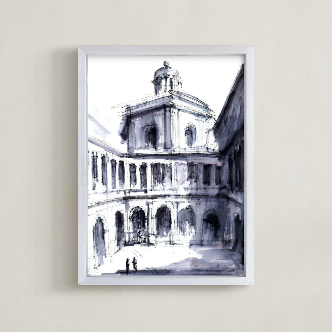 "Theater of space" - Art Print in Shadow Blue by Cailin Nikel-Zueger - Framed