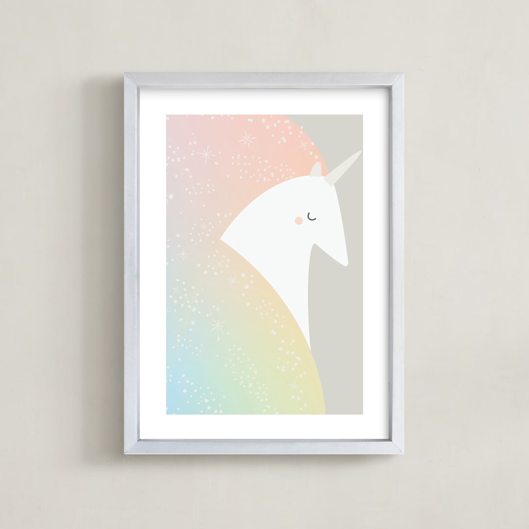 "Unicorn" - Art Print in Blush by Lori Wemple - Framed