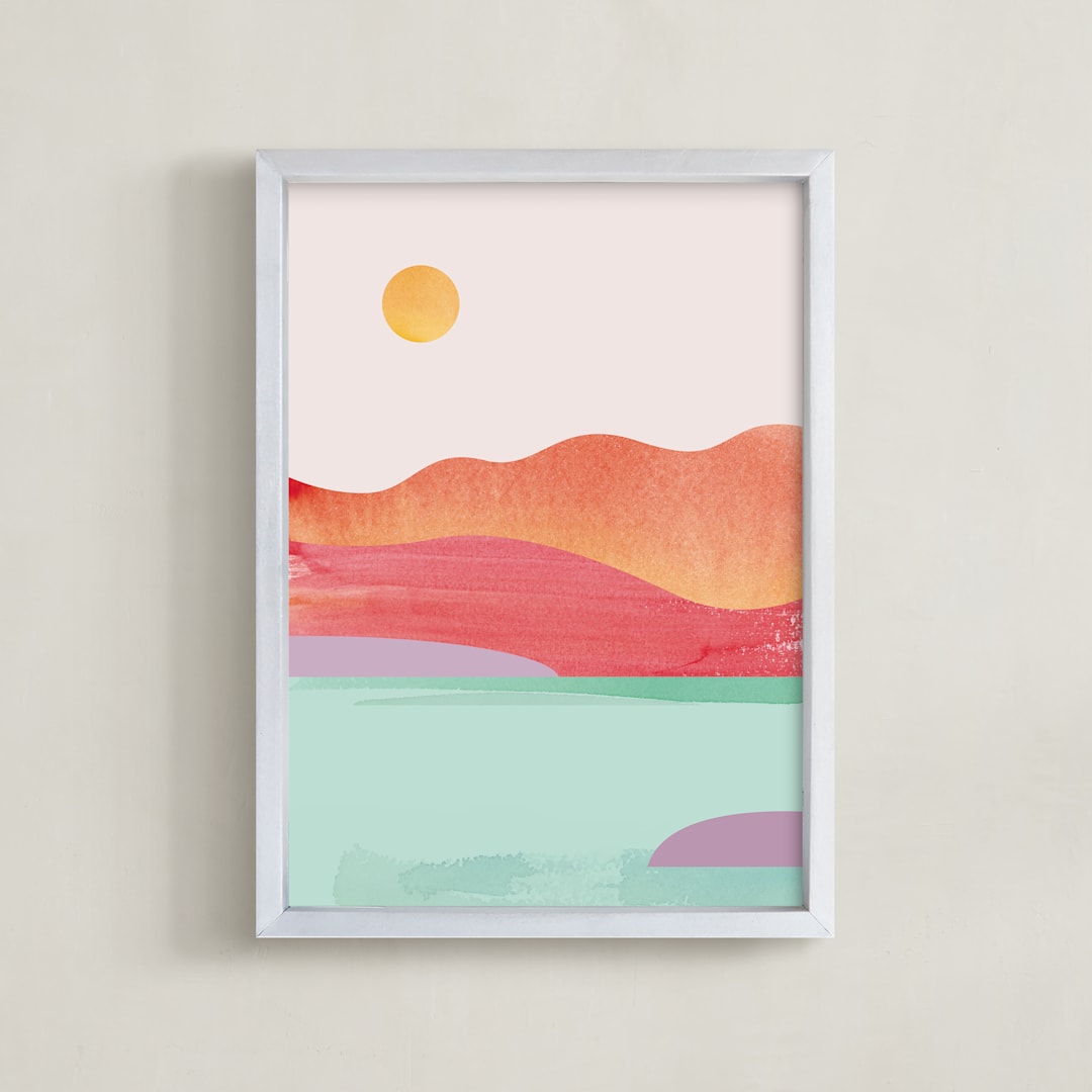 "Looking Far West" - Art Print in Pink Blush by sue prue - Framed