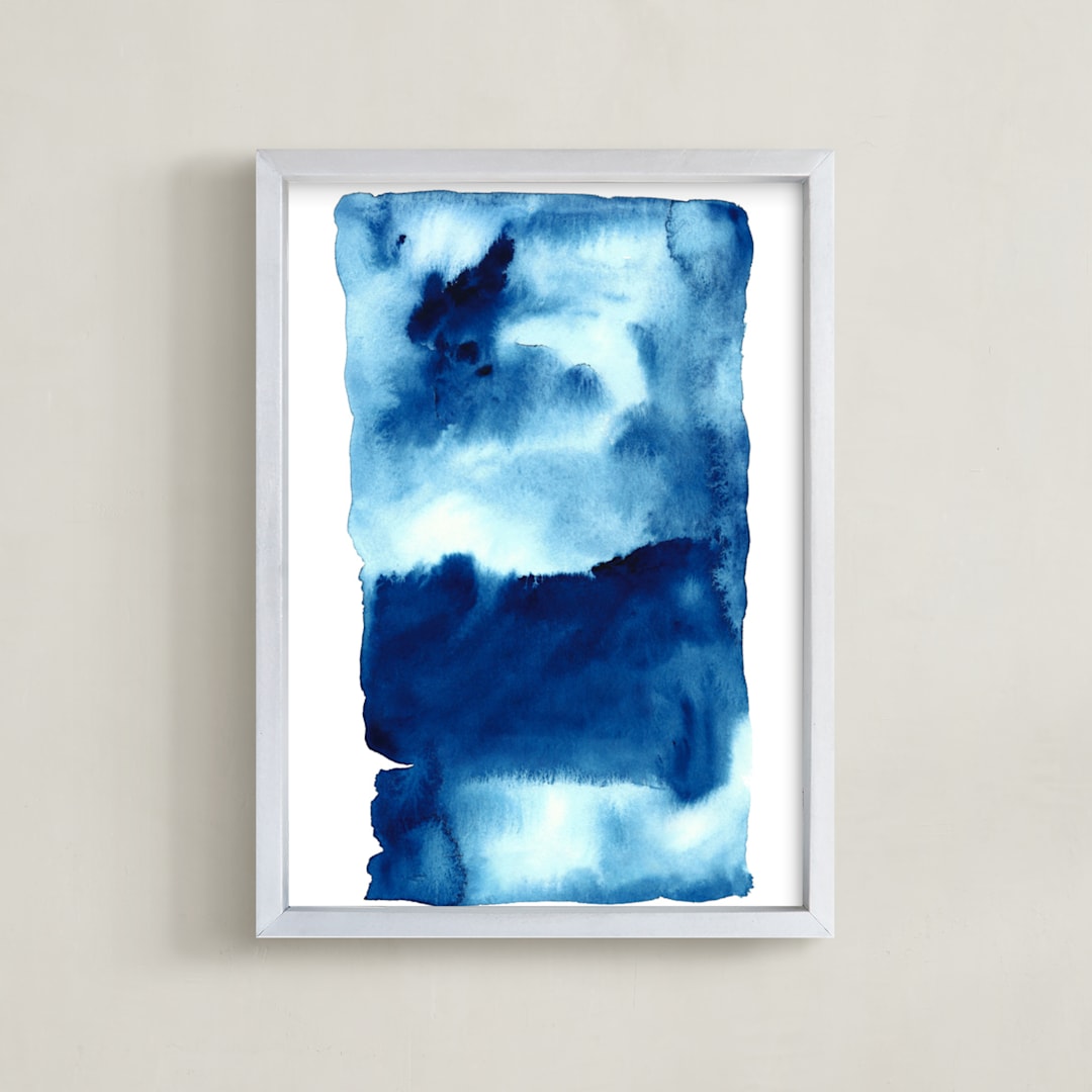 "Storm #1" - Art Print in Ocean Blue by Belia Simm - Framed