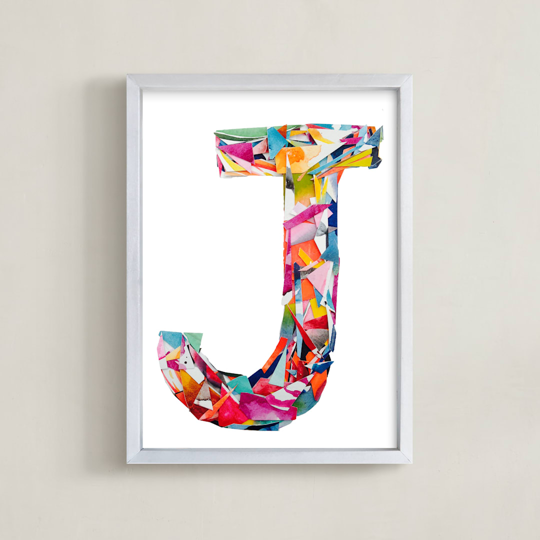 "Collage letter J" - Art Print in Jellybean by Kiana Lee - Framed