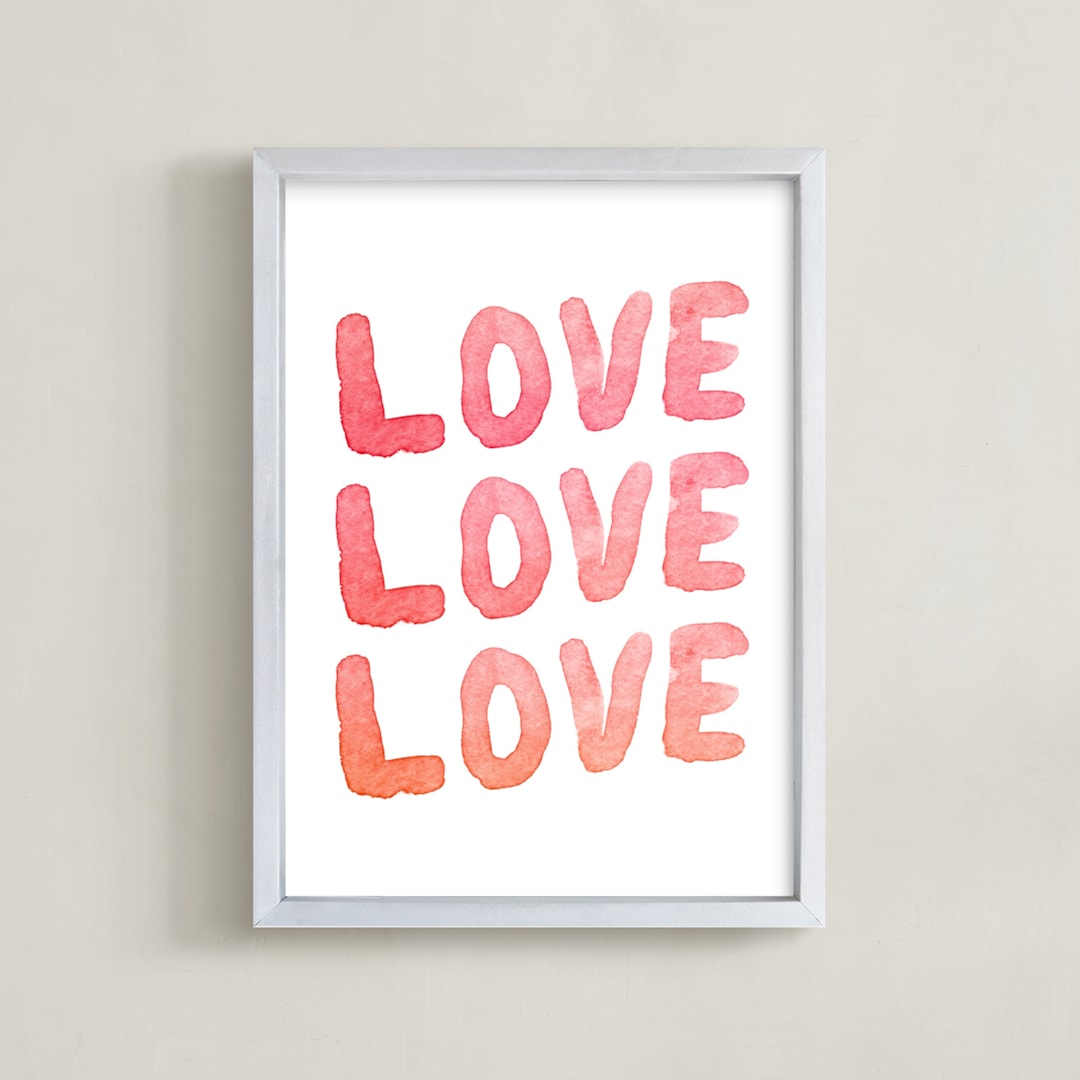 "Love, Love, Love" - Art Print in Light Petal by Belia Simm - Framed
