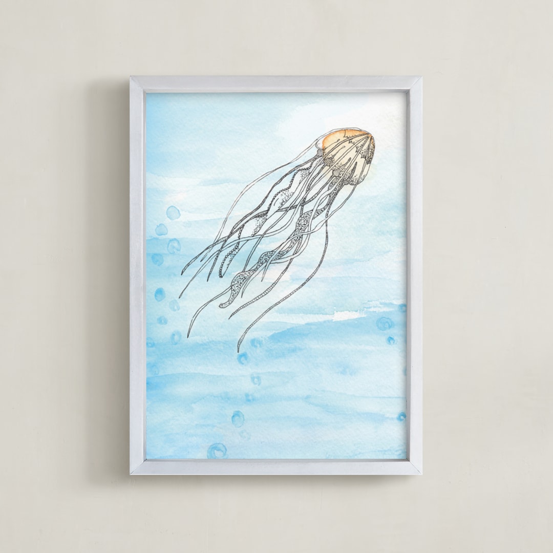 "Float On" - Art Print in Ocean by Lily Hanna - Framed