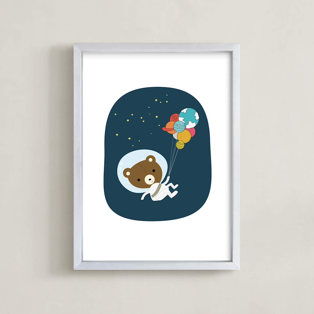 "Astro Bear" - Art Print in Space Navy by Char-Lynn Griffiths - Framed