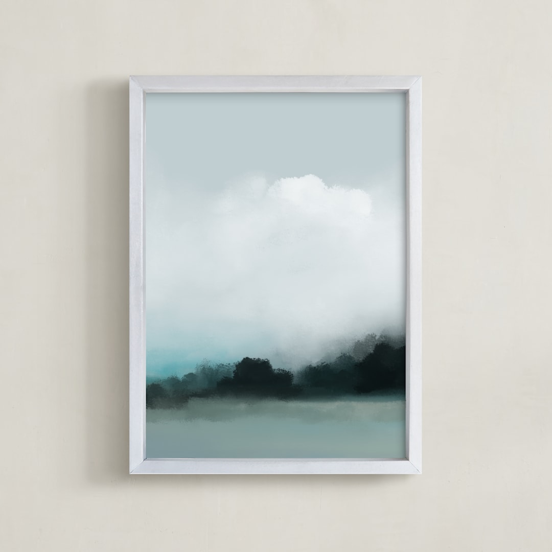 "Anchored Here I" - Art Print in Blue Grey by Shraddha Dharia - Framed