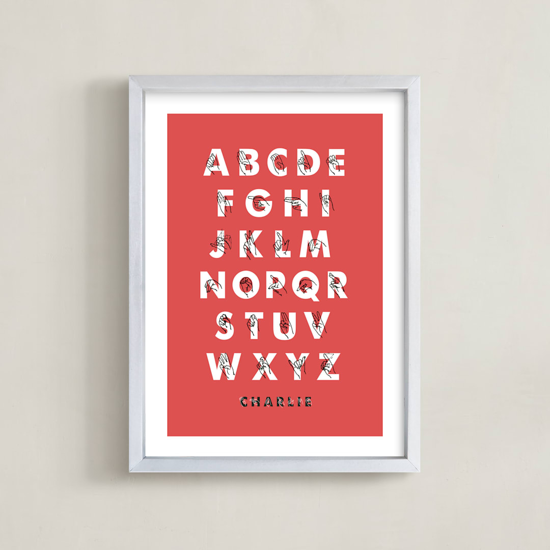 "Signed ABCs" - Personalized Art Print in Cherry by ERAY - Framed