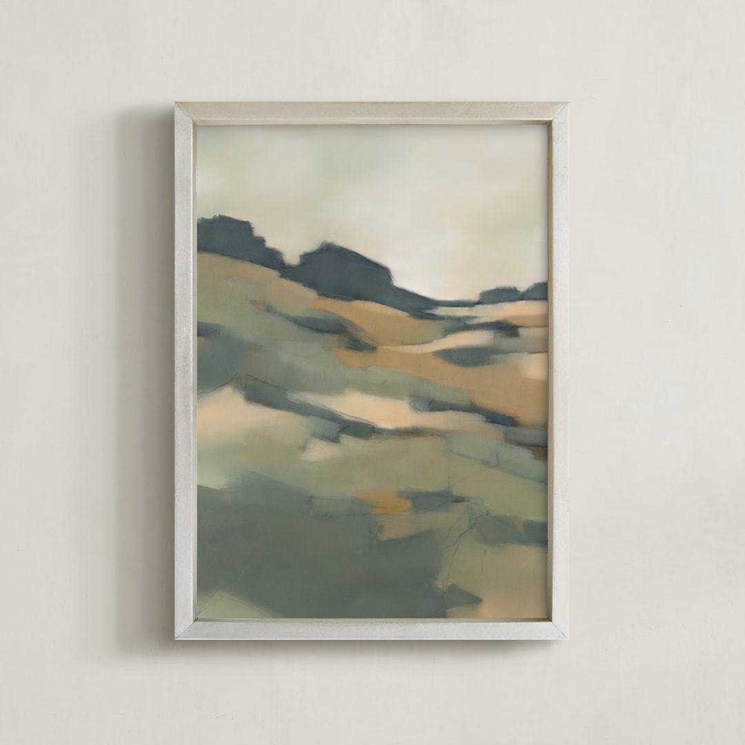 "Colorblock Horizon" - Art Print in Earthy Teal by Ashley Armistead - Framed