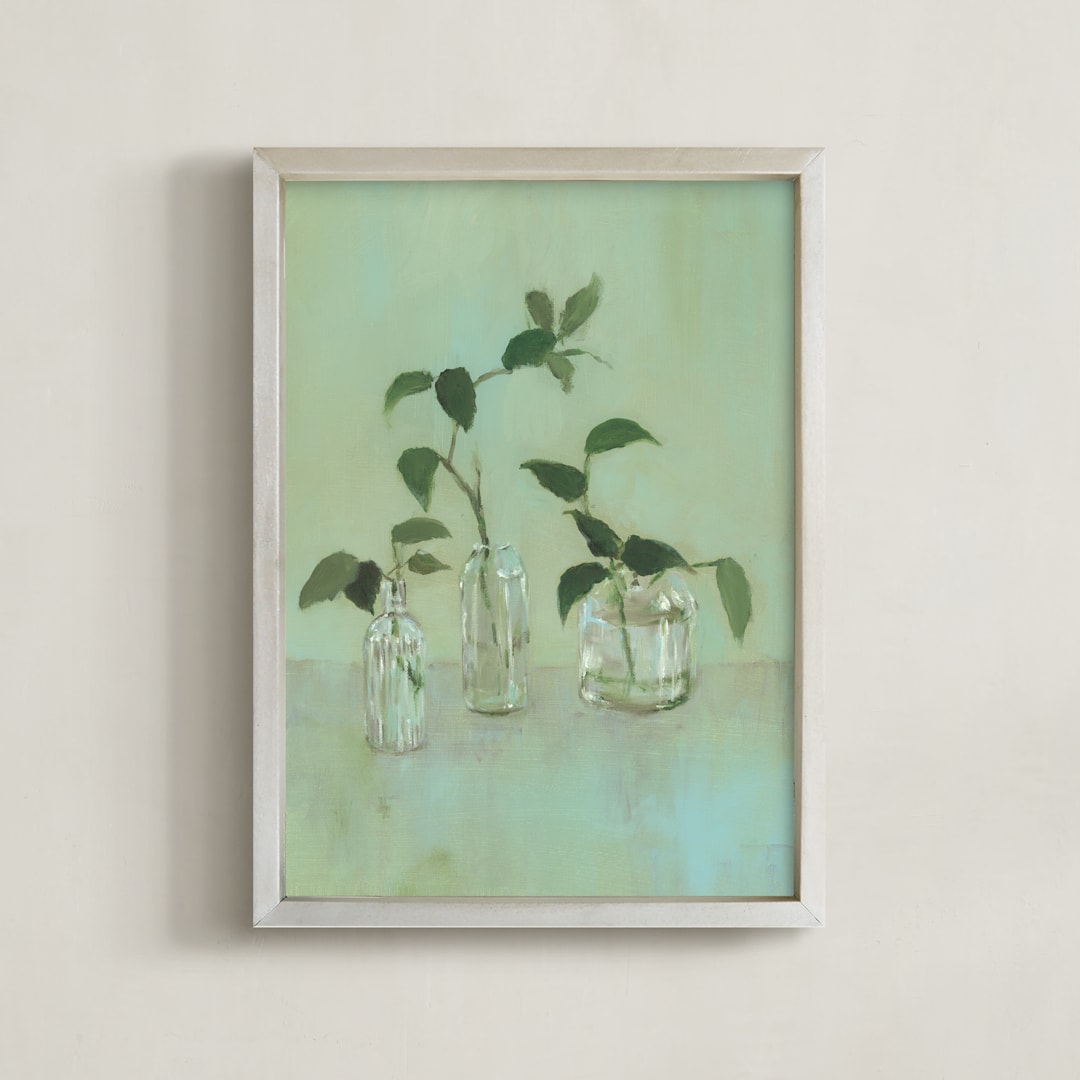 "Still Growing II" - Art Print in Pale Sage by Sonal Nathwani - Framed