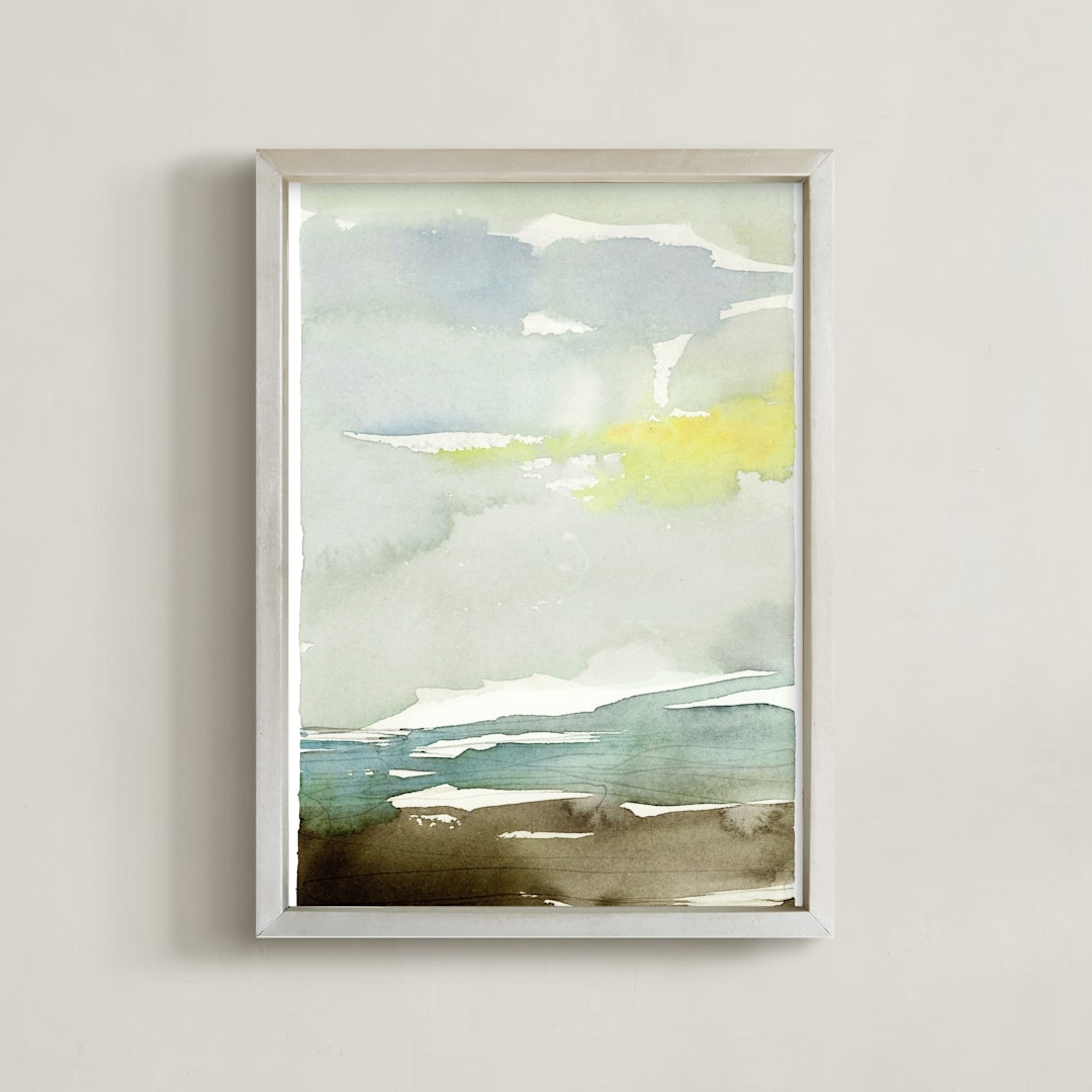 "Sunset Fade No 1" - Art Print in Mist by Kelly Ventura - Framed