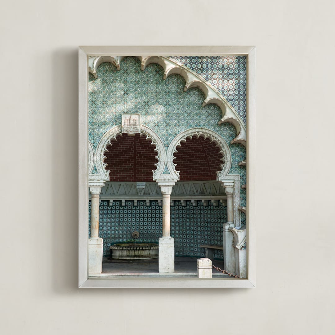 "Fonte Mourisca" - Art Print in Teal by Heather Deffense - Framed