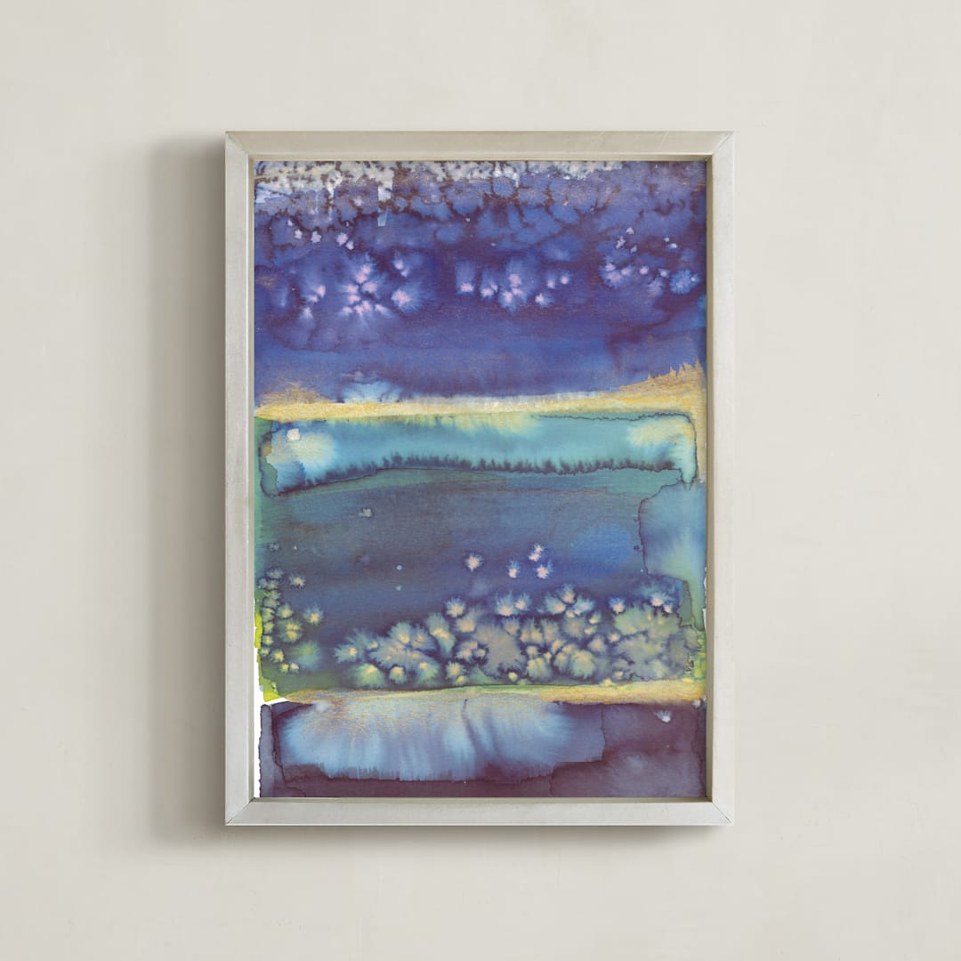 "Intergalactic 1" - Art Print in Moody Blue by Laura Rodil - Framed