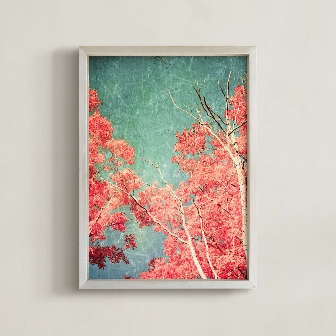 "Enchanted Woods I" - Art Print in Fall Leaves by Caroline Mint - Framed