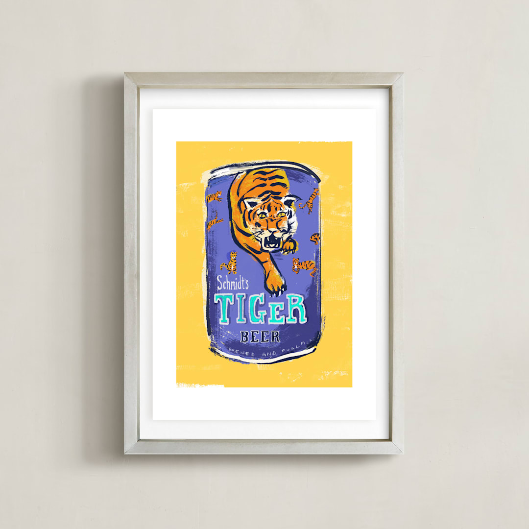 "Beer Diptych (ii)" - Art Print in Gold and Blue by Zoe Pappenheimer - Framed