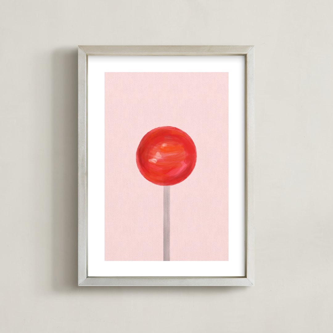 "Lolli Pop" - Art Print in bubblegum by Maja Cunningham - Framed