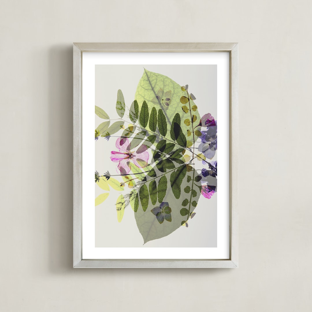 "Blended Botanicals" - Art Print in Green by Karen Kardatzke - Framed