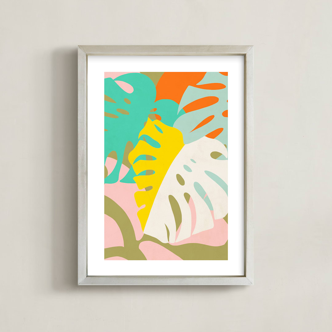 "Tropical Vibes" - Art Print in Olive Green by Dominique Vari - Framed
