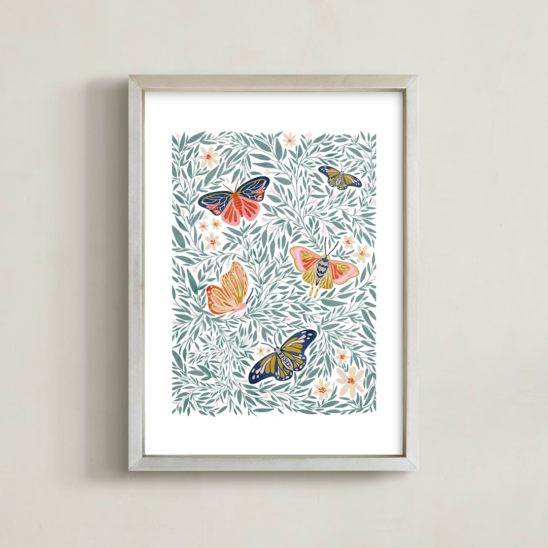 "Secret Garden" - Art Print in Leaf by Britt Mills - Framed