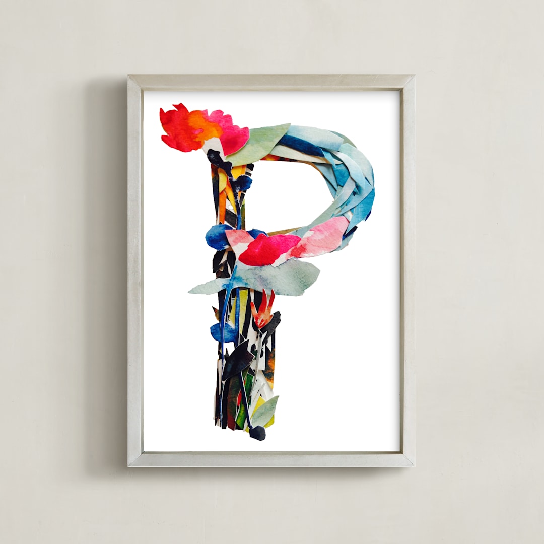 "Collage letter P" - Art Print in Peony by Kiana Lee - Framed
