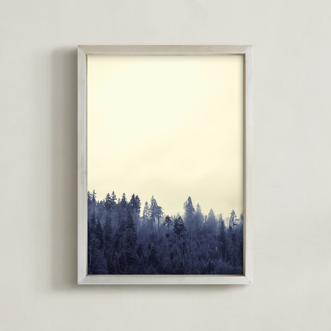 "Treeline 2, Coastal fog" - Art Print in Yellow Straw by Jacquelyn Sloane Siklos - Framed