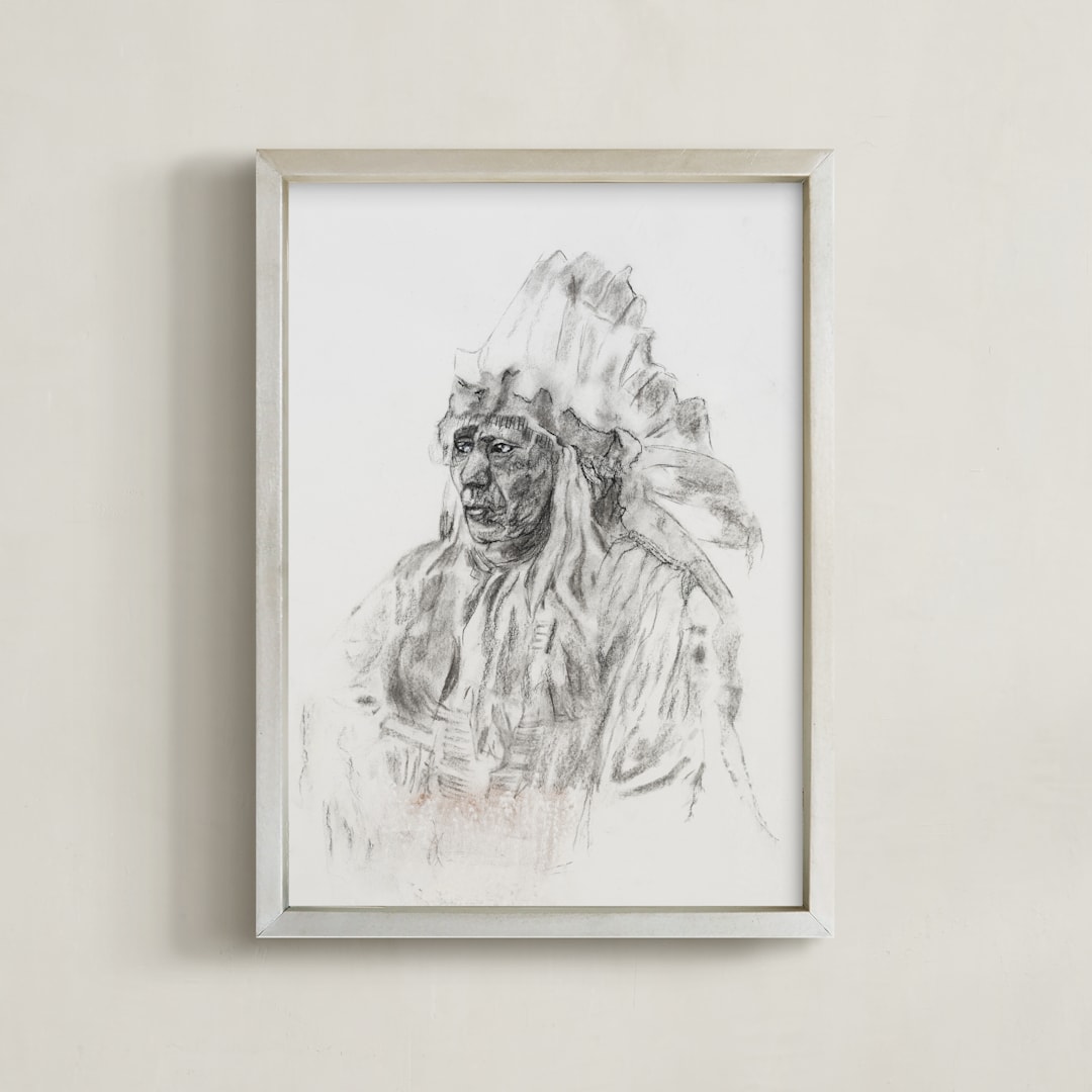 "Peace Warrior" - Art Print in chardcoal by Ramnik Velji - Framed