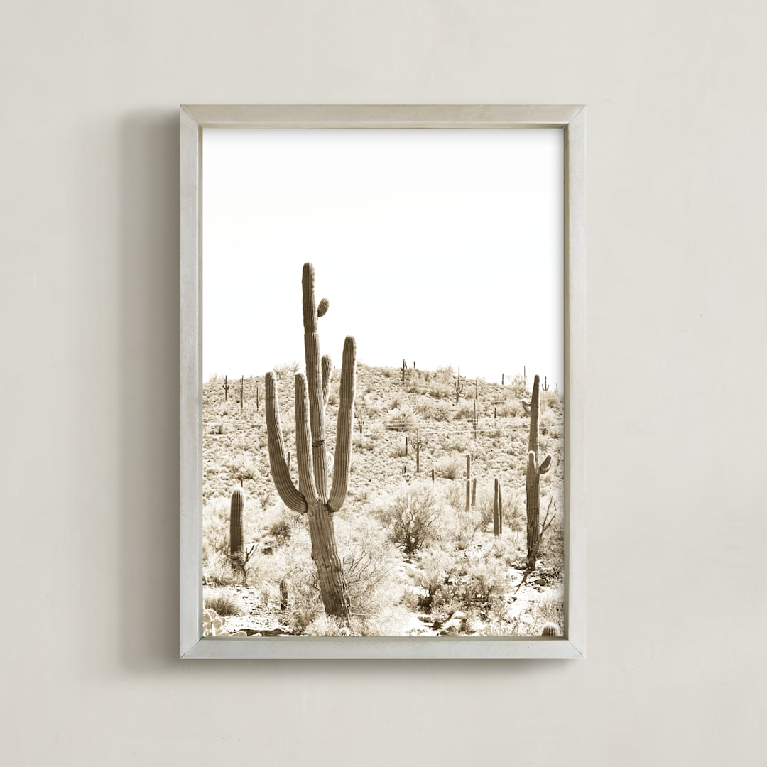 "Desert Cacti II" - Art Print in Gold Dust by Lisa Assenmacher - Framed