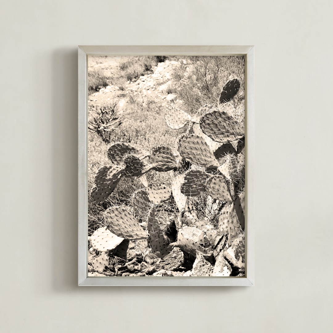 "Desert Cacti III" - Art Print in Gold Dust by Lisa Assenmacher - Framed