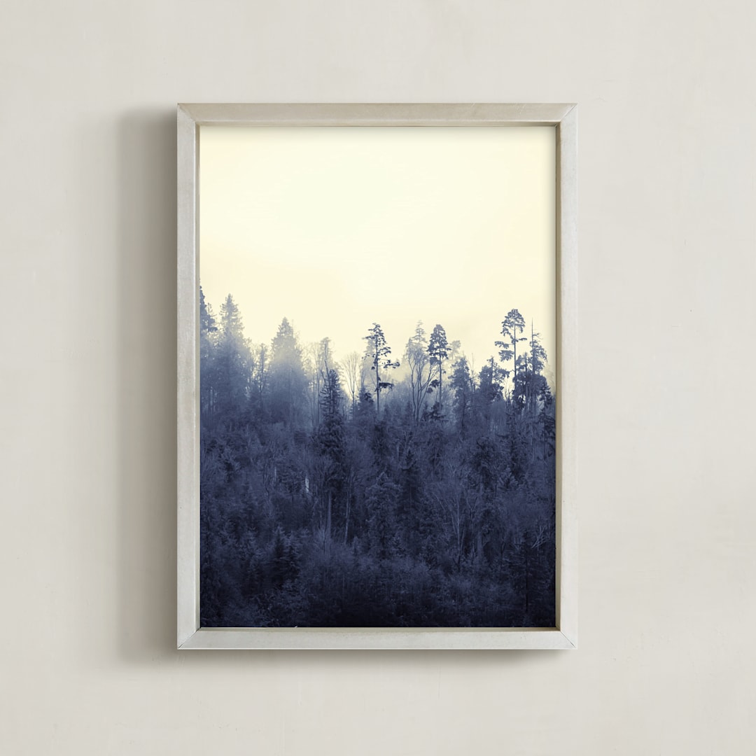 "Treeline 1, Coastal Fog" - Art Print in Pale Straw by Jacquelyn Sloane Siklos - Framed