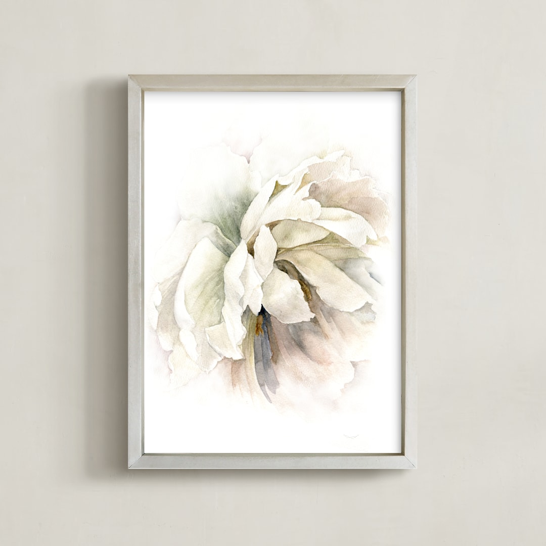 "Neutral Petals" - Art Print in Neutral by Jess Blazejewski - Framed