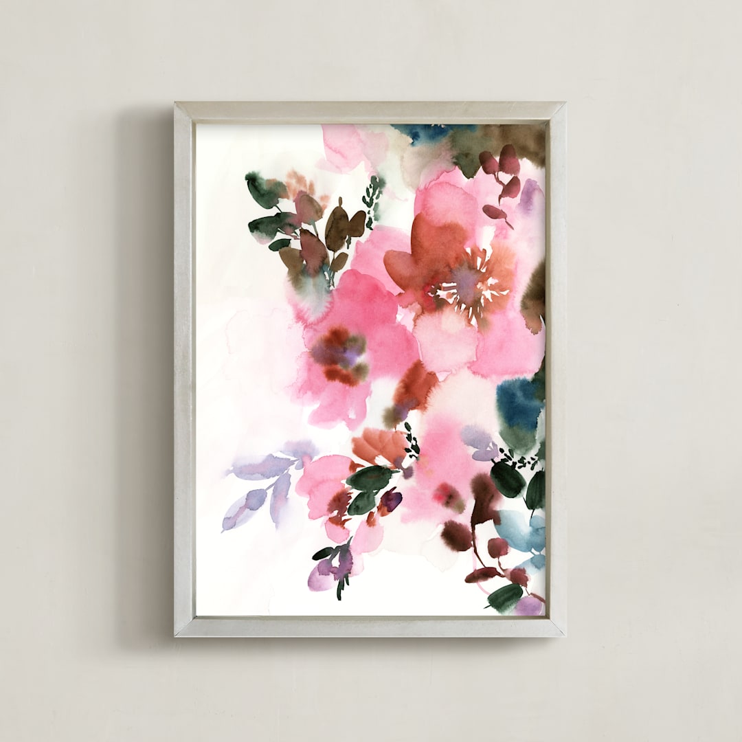 "Devoted Heart" - Art Print in Rosie Coral by Stephanie Ryan - Framed