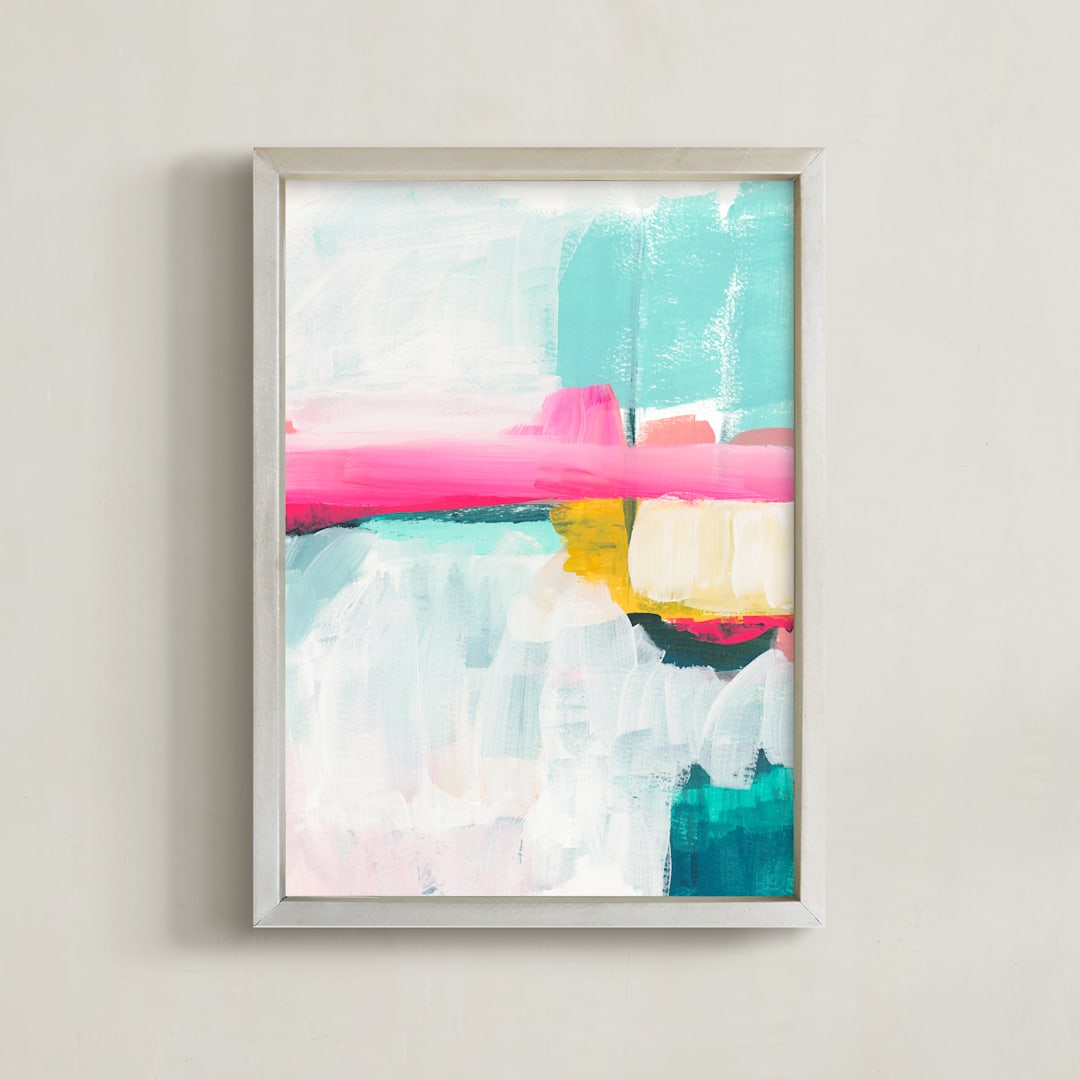 "This Magic Moment" - Art Print in cool blue by Karyn Denten - Framed
