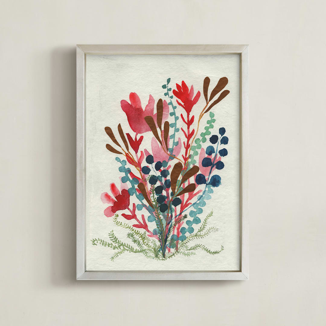 "Floral 2" - Art Print in Red by Aspa Gika - Framed