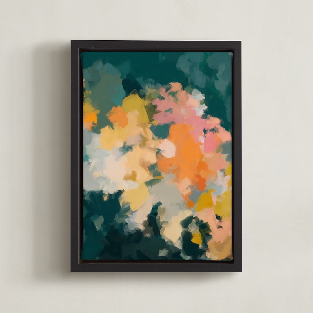 "The Midnight Garden 2" - Art Print in Emerald Teal by Parima Studio - Framed Canvas