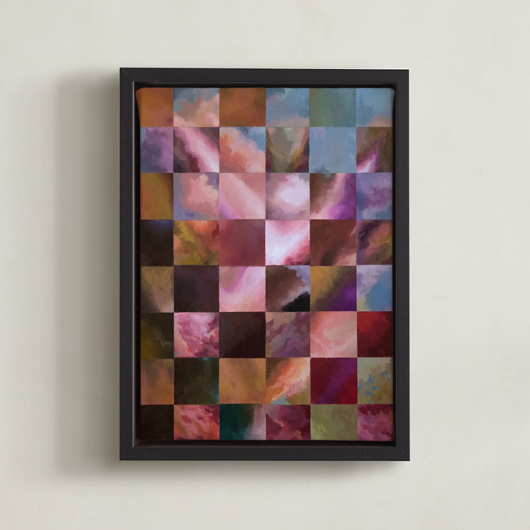 "Pieces Of The Sky" - Art Print in Soft Pink by Ella Frödin - Framed Canvas