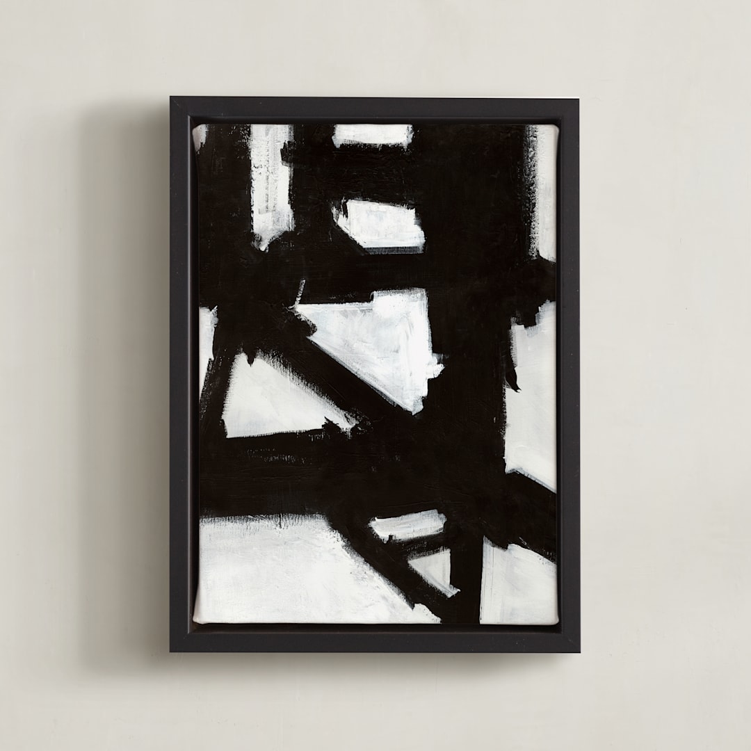 "Boxes in Boxes 2" - Art Print in Black and White by Ilana Greenberg - Framed Canvas