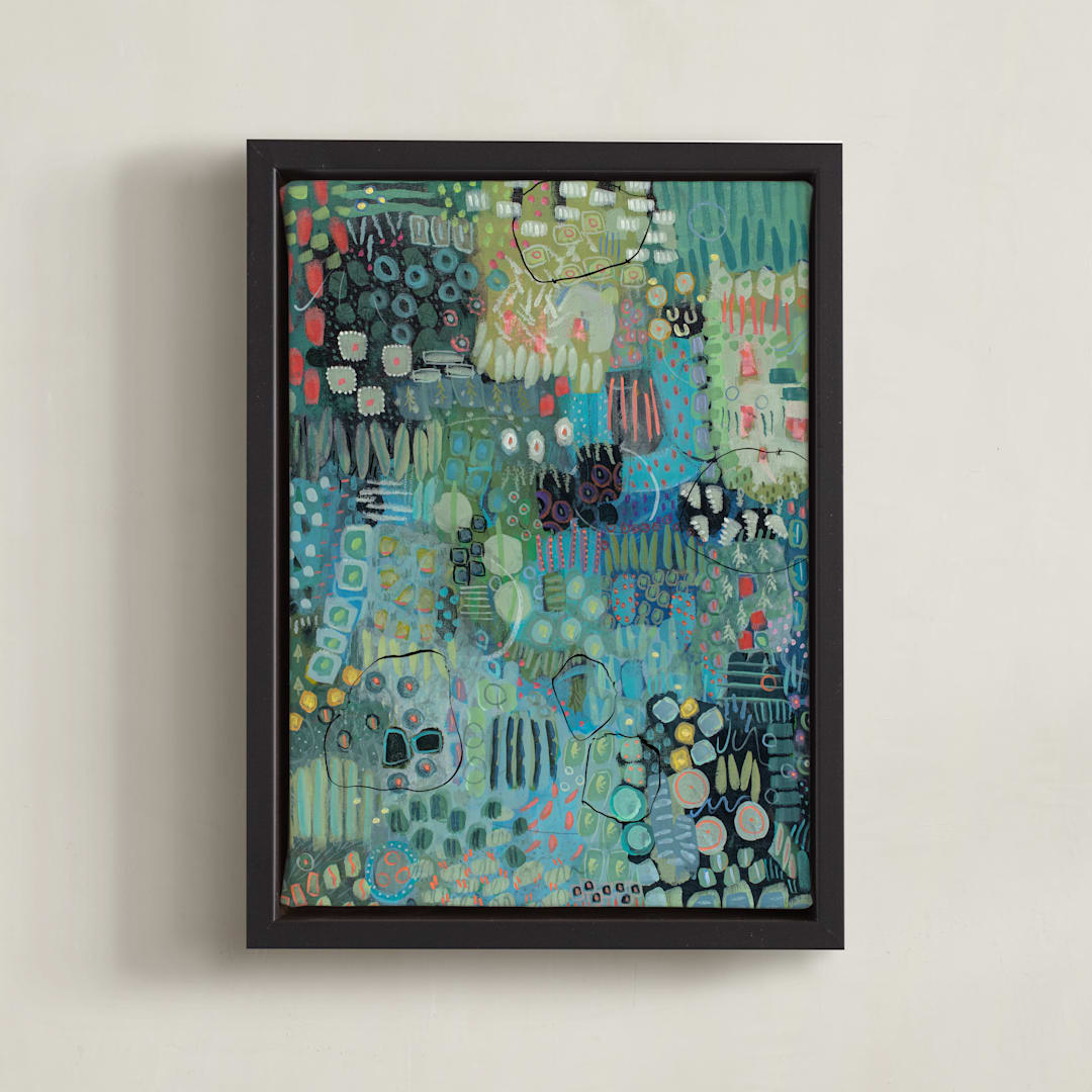 "It's A Blue Day" - Art Print in Turquoise by Pamela Tucker Herz - Framed Canvas