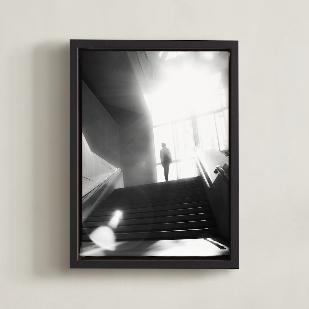 "Bath in light" - Art Print in Shadow by Van Tsao - Framed Canvas