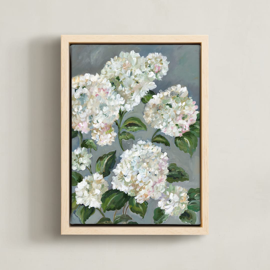 "Full Bloom" - Art Print in Neutral by Sarah Hall - Framed Canvas