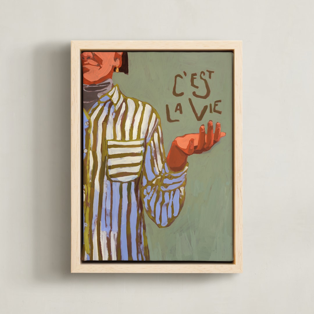 "That's Life" - Art Print in Sage by Jess Franks - Framed Canvas
