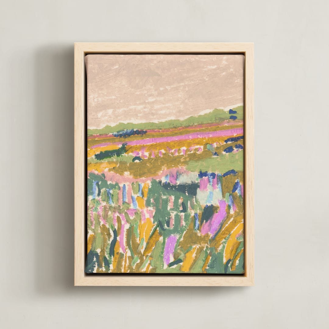 "Across the Fields 2" - Art Print in Peach by Alisa Galitsyna - Framed Canvas