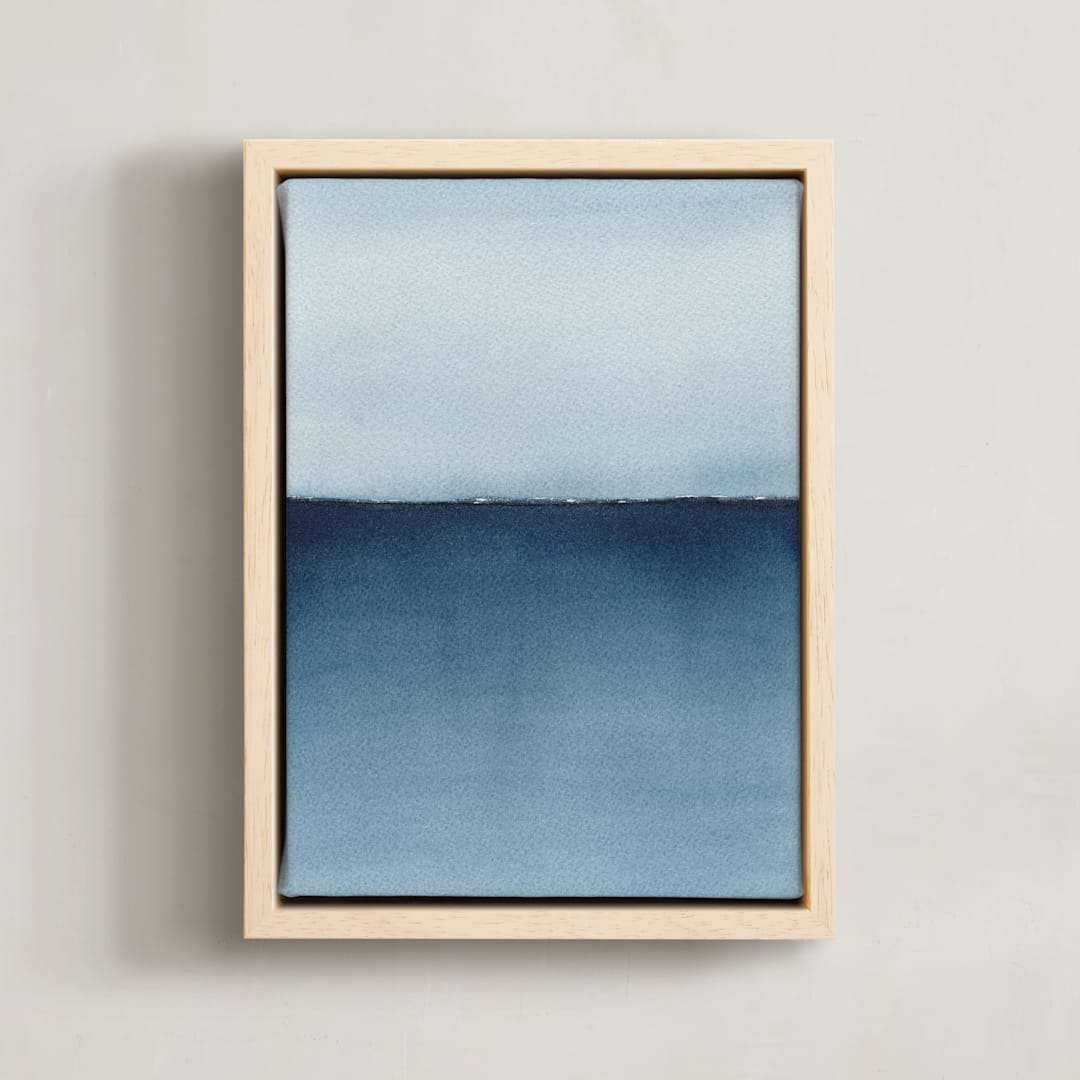 "Lake Superior Horizon" - Art Print in Indigo Blue by Renee Anne Bouffard-McManus - Framed Canvas