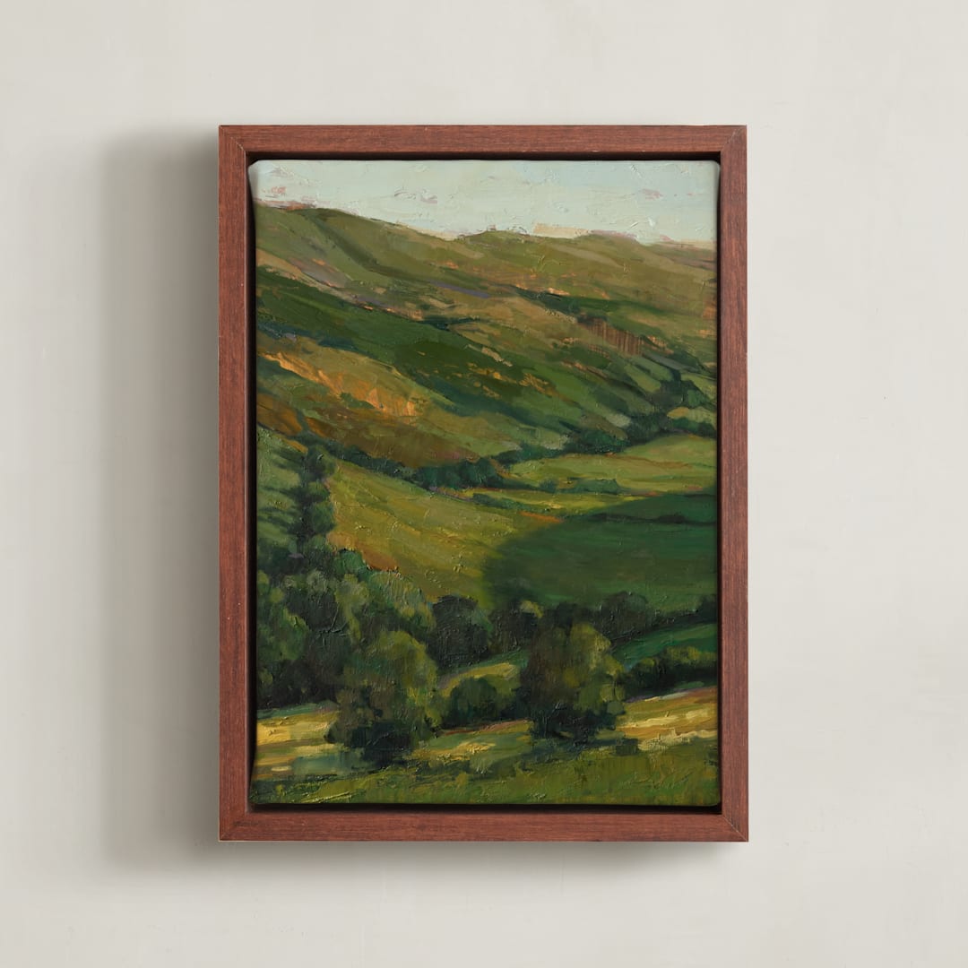 "Green Valley 1" - Art Print in Field by Wendy Keller - Framed Canvas