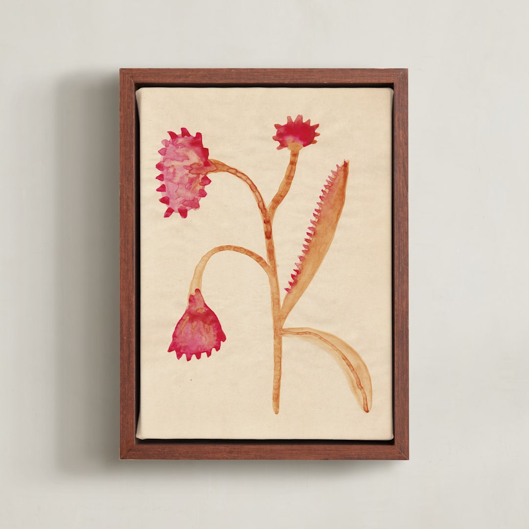 "Dream Garden Blooms 3" - Art Print in Crimson Red by Alisa Galitsyna - Framed Canvas