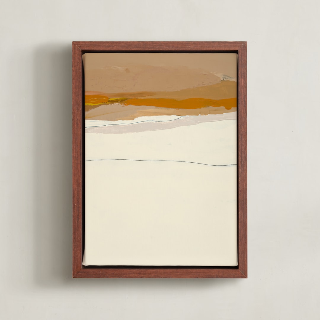 "August Haze 2" - Art Print in Mustard Yellow by Caryn Owen - Framed Canvas