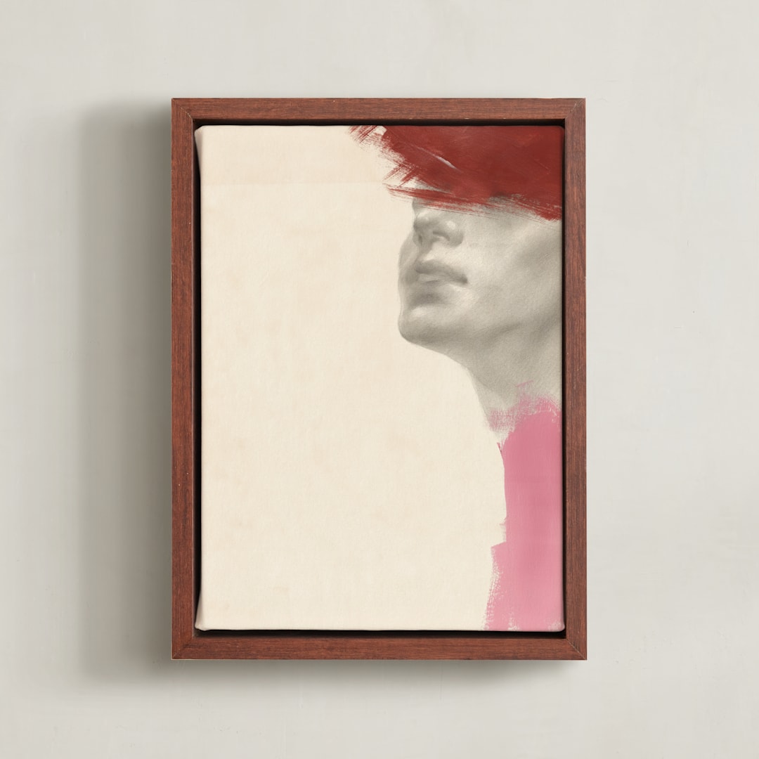 "Rojo" - Art Print in Vintage Tan by jinseikou - Framed Canvas