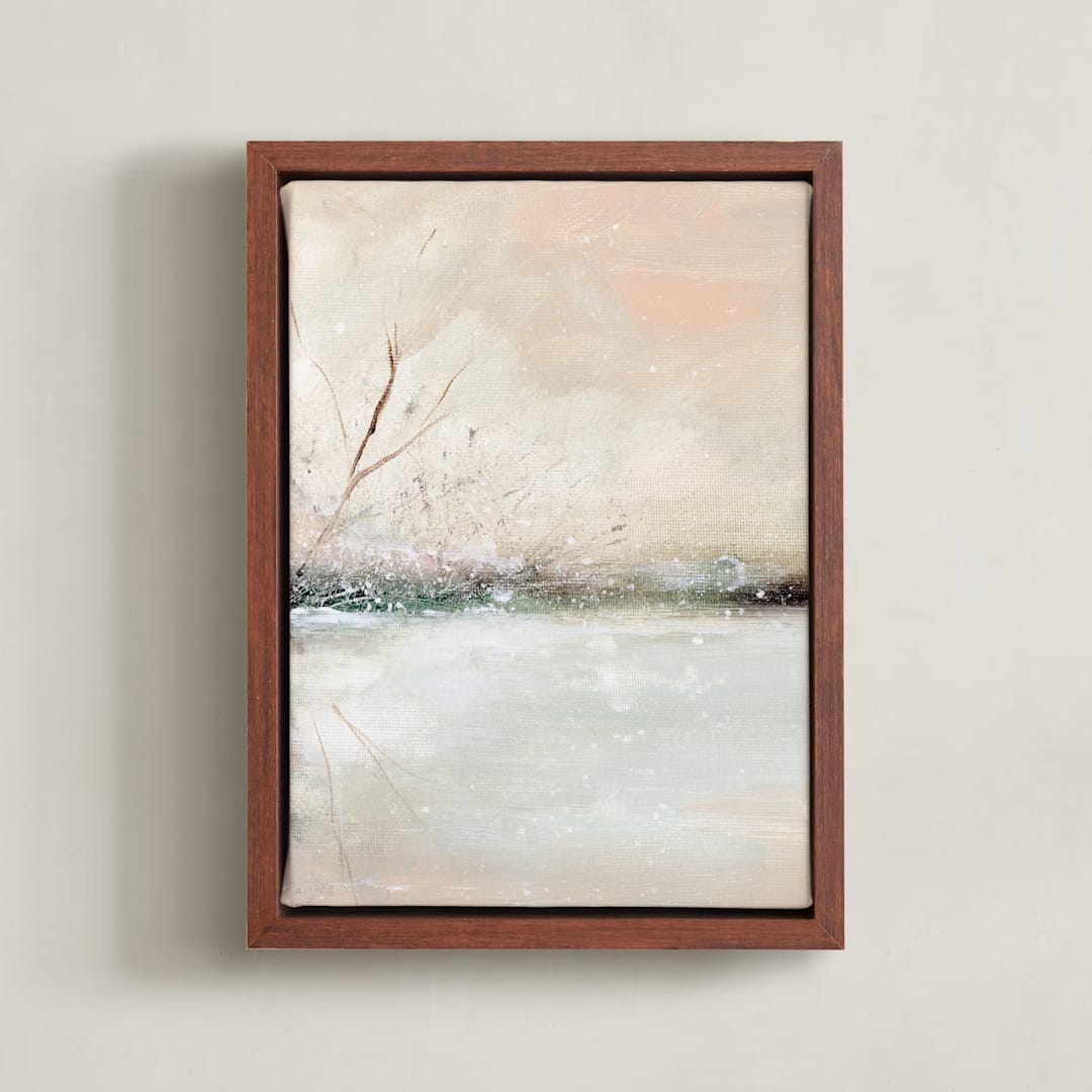 "Winter Walk 1" - Art Print in Peach by Lindsay Megahed - Framed Canvas
