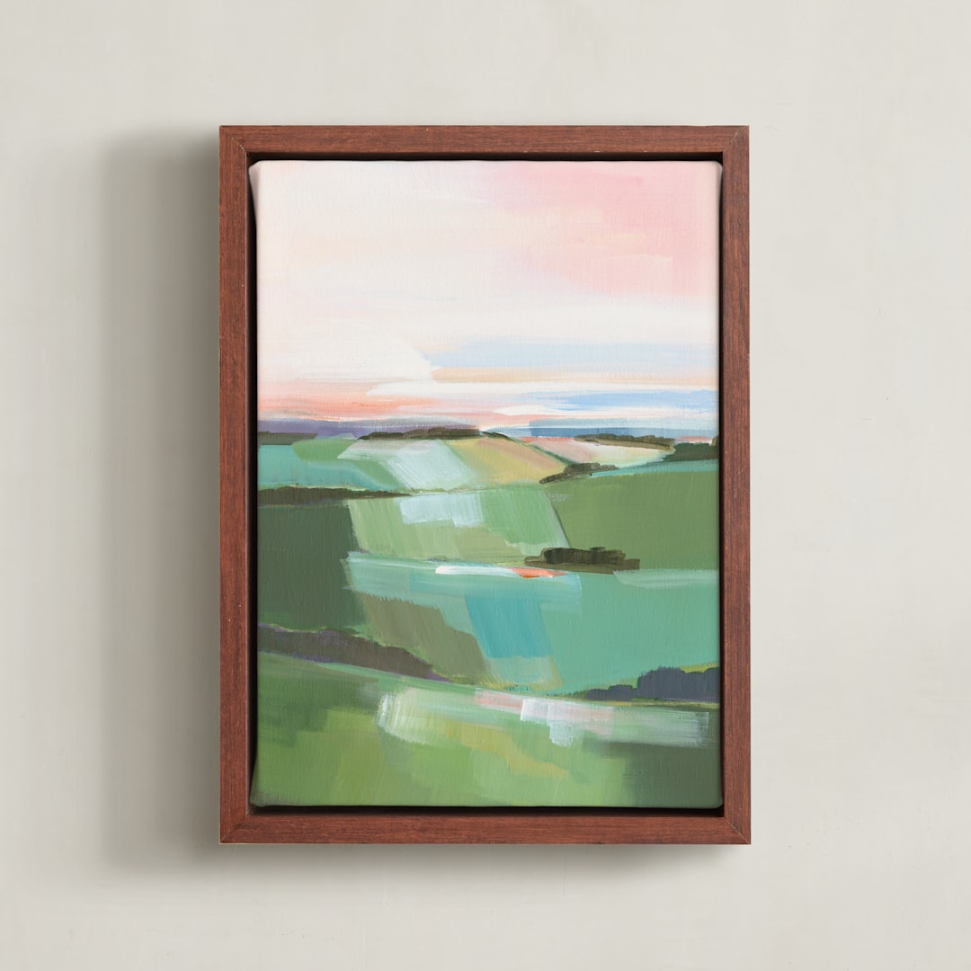 "Fields to Climb 1" - Art Print in Field Green by AlisonJerry - Framed Canvas
